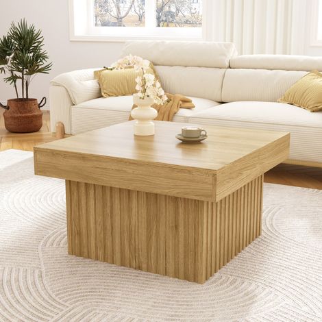 Elegante Holz Kaffee-Tisch mit PB Tischplatte und MDF Basis – Modernes Design, robust und vielseitig, ideal für Wohnzimmer, Esszimmer und Büro – 79x79x46 cm (1/5)