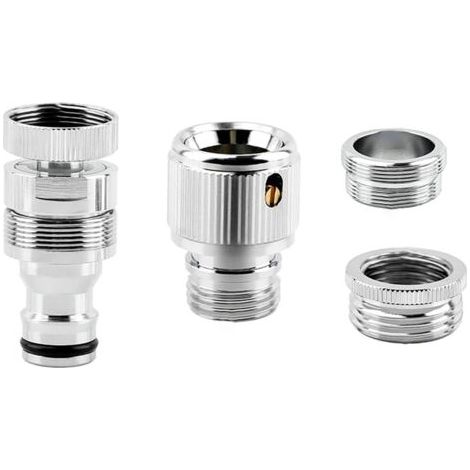 Lot de 4 adaptateurs pivotants pour robinet d'évier, raccords rapides pour tuyau d'arrosage et tuyau de douche. (1/5)