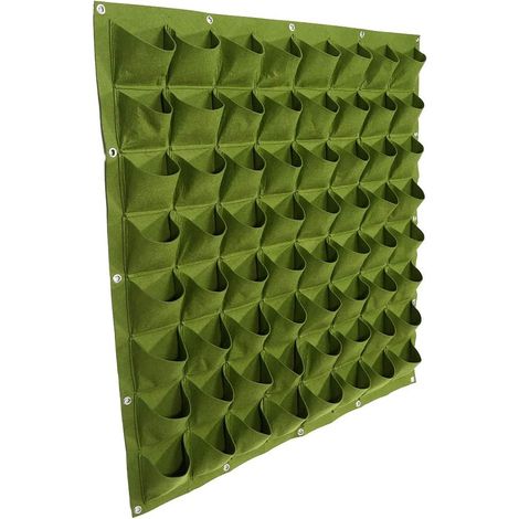 64 vertikale Gartentaschen, Filz-Wandpflanzsäcke (Grün) (1/5)