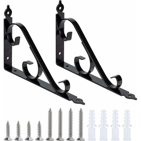 Metal Wall Shelf Bracket Triangular Angle Bracket 90 Degree Multifunctional Shelf Bracket with Screws for Gardening, Bathroom, Kitchen 250mm 164mm 1 Pair (Black) (1/5)