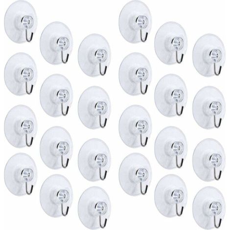 Crochet À Ventouse - Crochet À Ventouse Transparent En PVC - Pour Salle De Bain Miroir Carrelage Verre - Diamètre 40 Mm Hauteur 20 Mm - Lot De 24 (1/5)