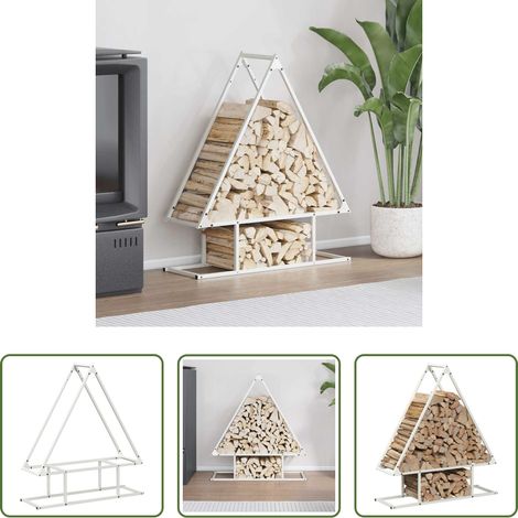 Bois de chauffage - Portant de bois chauffage blanc 80x25x90 cm (1/5)