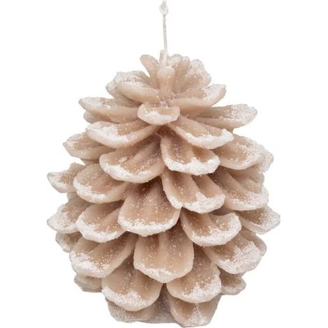 Paris Prix - Bougie Déco pomme De Pin 560g Beige & Blanc