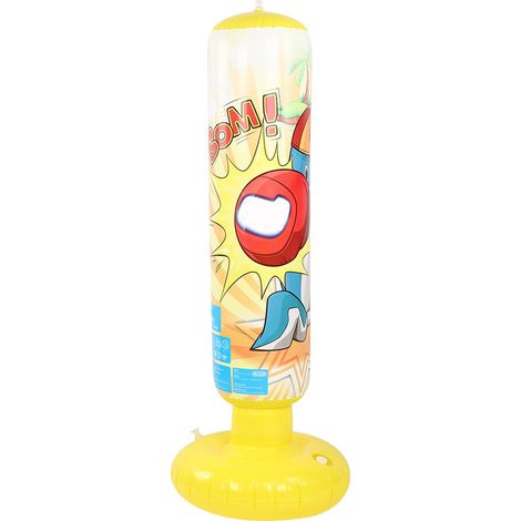 Sac de frappe gonflable pour enfants - Punching bag debout, jouet anti-stress, sac de boxe fitness jaune (1/5)