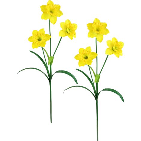 Lot de 2 Fleurs artificielles de jonquilles - Fleurs artificielles - Décoration de Printemps - Narcisse - Décoration de Pâques - Cloche de Pâques - Décoration de Table de Pâques - Jaune (1/2)