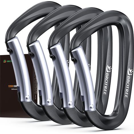 Mousqueton Tactique Mousqueton 8cm Aluminium 12KN (1200 kg) Charge Lourde Forme D pour Hamac, Camping, Randonnée, Extérieur - Style Moderne (1/5)