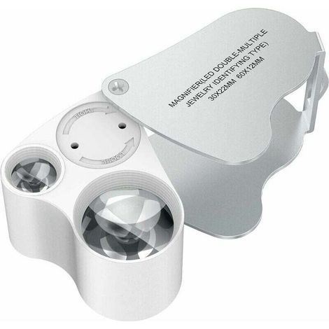 30 x 60 Jeweler's Magnifier, LED Illuminated Watchmaker's Magnifier, for Gems, Jewelry, Stones, Stamps, Coins, Watches, Hobbies, Antiques, Models, Pocket Monocle, Magnifying Glass 30 x 60 mm (1/4)