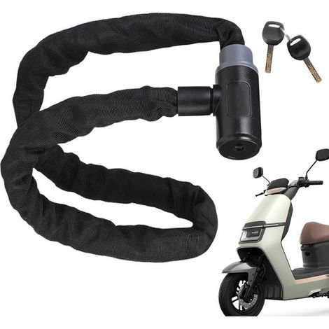 Fahrradkettenschloss Sicherung für Roller und Motorrad Diebstahlschutz Rostbeständige Beschichtung 90 cm Länge Schwarz (1/5)