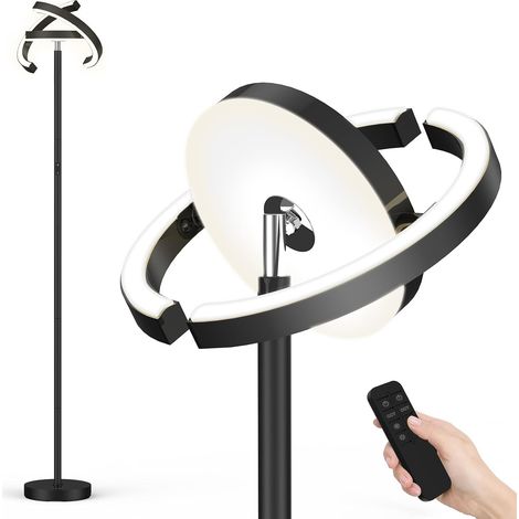 LED Floor Lamp, 3000K-6000K, Continuous Dimmable, Living Room, 36W Remote Control and Touch Control, Central Light Downlight, Floor Lamp for Bedroom and Office, Modern Design, Matte Black (1/5)