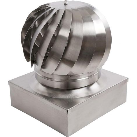 MAKA Comignolo Eolico Quadro Aspirante, Cappello Eolico per Aerazione ed Espulsione Aria, Terminale Girevole in Acciaio, Aspiratore Eolico Base Quadra 420x420 mm (1/5)