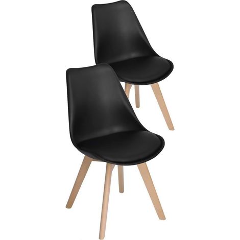 2 Chaises Tulipes Salle à Manger Scandinaves Bm Home Salle de Bureau, Pieds en Bois de Hêtre Massif, NOIRS