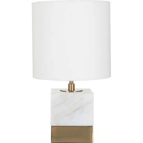 Premier Housewares White Marble Accent Lamp with Cream Shade (1/3)