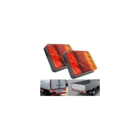 Adatto per due fanali posteriori impermeabili a 8 LED, bicolore rosso e giallo, DC 12V, adatti per auto, camion, rimorchi e navi, luce di segnalazione sagomata.