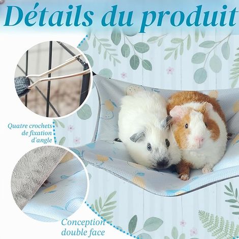 Guinea Pig Hammock House Guinea Pig Pet Bed Ice Silk  Double Layer Chinchilla Ferret for Small Pet Cage for Chinchilla Hedgehog Guinea Pig (1/4)