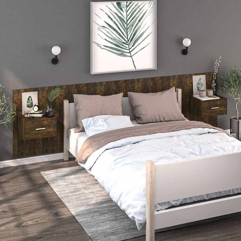 vidaXL Wall-mounted Bedside Cabinets 2 pcs Smoked Oak (1/5)