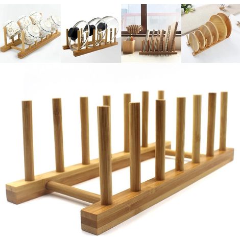 Organisateur multifonctionnel en bambou naturel, décoration de cuisine élégante et peu encombrante, accessoire indispensable pour les petits espaces. (1/5)