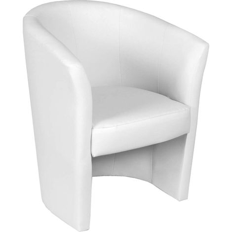 Dmora Fauteuil avec revêtement en éco-cuir, couleur blanche, 65 x 78 x 60 cm