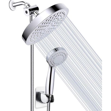 Ensemble Combiné De Douche, Douchette À Main À Trois Fonctions, Support D'autocollant Sans Couture, Tuyau, Spray De Plafond De Salle De Bain (1/4)