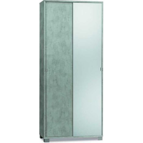 Armadio con 2 ante scorrevoli e specchio naturale h190 l82 p41 cm colore cemento 798spk sarmog - Sarmog