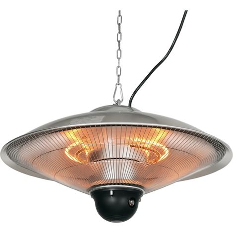 Chauffage de plafond extérieur 1010/2210W Cuisinière infrarouge avec télécommande Ø58,5 x 33 cm 12, 6 m² Argent