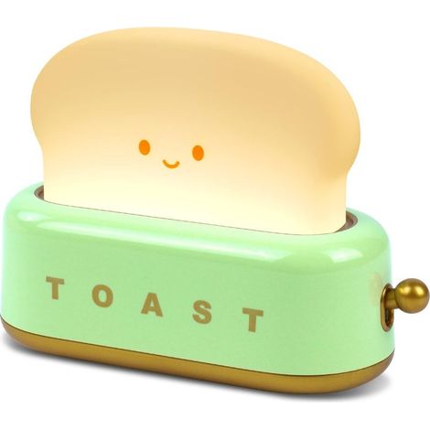 (Vert) Veilleuse Pain, Peut être Chronométré Mignonne Lampe de Toast de, USB Rechargeable Dimmable Veilleuse Enfant, décor de Chevet de Chambre à