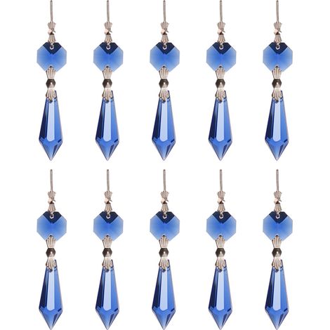 Lot de 10 perles de cristal en forme de glaçon, pour lustres, rideaux et décorations de mariage. (1/5)