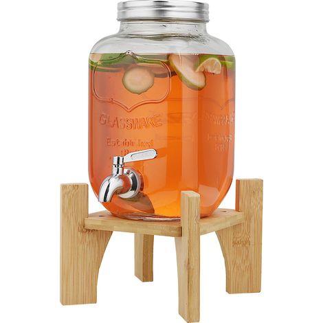 4 L distributeur de boisson en verre avec robinet et support (1/5)