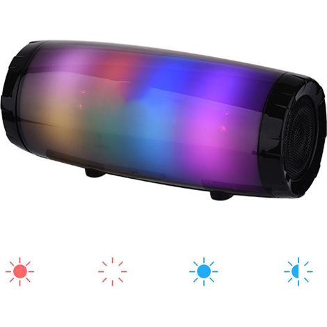 Enceinte Bluetooth sans fil avec lumières colorées, caisson de basses, radio, possibilité d'appeler une carte, enceinte cadeau sans fil Bluetooth étanche IPX7 (1/5)