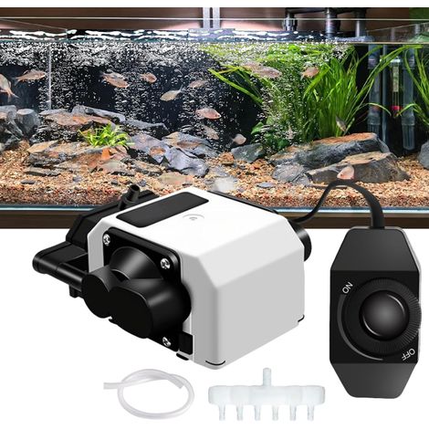 Aquarium Air Pump, 3300L/H 25W, Oxygen Pump with Accessories, Hose and 6 Hole Air Outlet, Silent/Low Vibration/Adjustable, Aquarium Bubbler for Up to 2200 Litres (1/5)