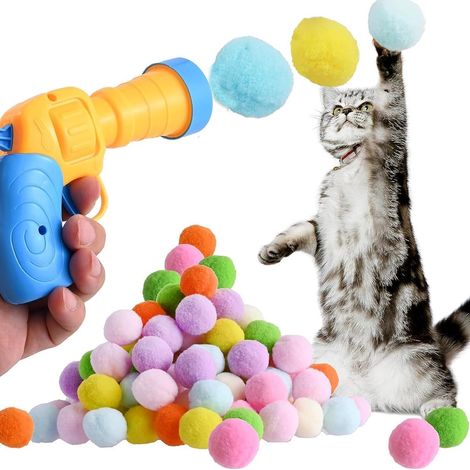 Lanzador de pelotas para gatos con 200 pelotas suaves - juguetes para gatos - juguetes interactivos para gatos - pelotas - lanzador de pelotas de peluche para gatos - juguetes para gatos (1/5)