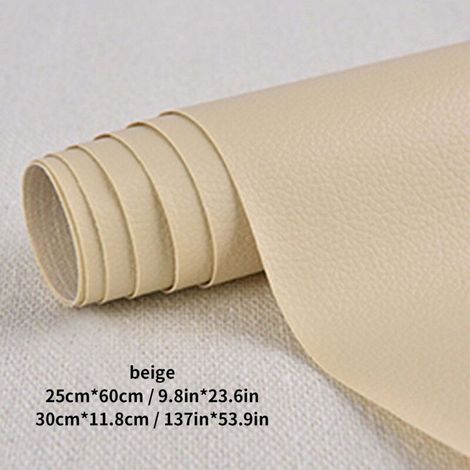 Patchs en cuir. 1 rouleau de patchs en cuir PU auto-adhésifs. trousse de premiers secours pour sièges auto. canapés. meubles. vestes. sacs à main. 50 x 137 cm. beige (1/4)