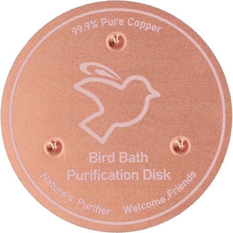 Disques en cuivre pour bains d'oiseaux avec support à trois points, conception renforcée, compatibilité universelle avec les bains d'oiseaux et les bols d'extérieur. (1/5)