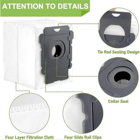 12 bolsas de repuesto para aspiradora iRobot Roomba I1+ I2+ I3+ I4+Combo I5+ I6+ I7+ I8+ J5+ J6+ J8+ S9