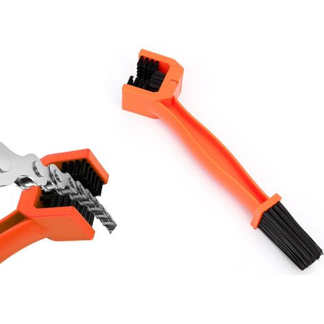 Brosse de nettoyage pour chaîne de moto, brosse de nettoyage de chaîne de vélo avec brosses à double extrémité, outil de nettoyage durable pour moteur et chaîne de vélo, accessoires de moto (1/5)