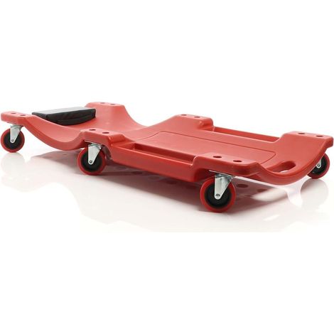 Orion91oficial® - Camilla Mecánica con Ruedas para Taller - Diseño Ergonómico, Reposacabezas Acolchado y Soporte de hasta 150 kg - HDPE Resistente al Aceite y Disolventes, Color Rojo - SpazioLuzio