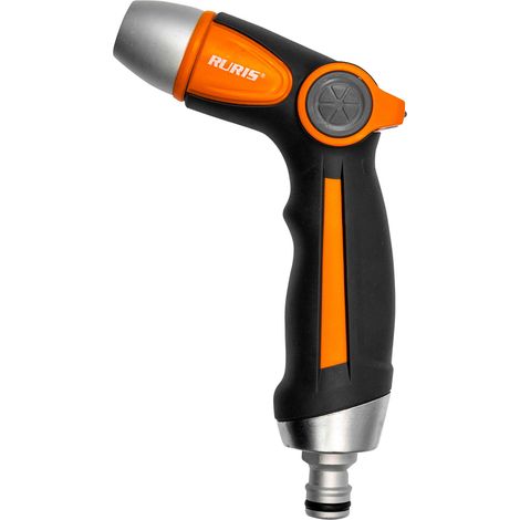 Pistolet d'arrosage RURIS 1071 - Jet puissant concentré - Débit réglable - Compatible tuyaux 12,5 et 19 mm - Zinc et aluminium - 3 accessoires inclus (1/5)