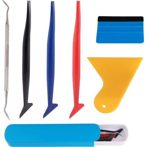 6 dans 1 Car Wrapping kit, Squeegee avec Feutre Micro-Fibre, Micro Raclette Set d'outil d'emballage de Vinyle avec Dureté Différente equipé de grattoir pour l'installation de Film de Teinte (1/5)