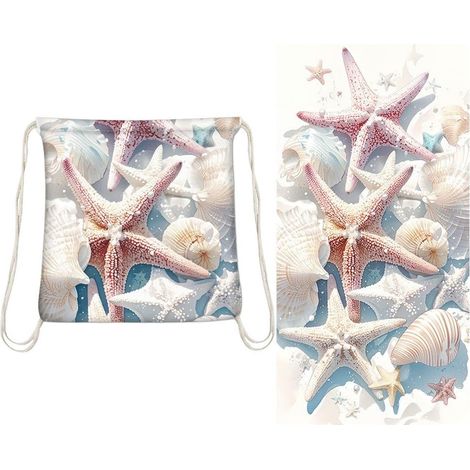 Sac à dos serviette de plage 2-en-1 : serviette de plage en microfibre légère et pliable, dotée d'un système de fermeture à cordon — idéal pour les voyages, la piscine et la baignade. (1/5)