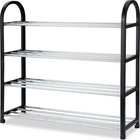 EASYCOMFORT Étagère à chaussures 4 niveaux, meuble de rangement entrée en métal aluminium et plastique, organisateur DIY pour maison (1/5)