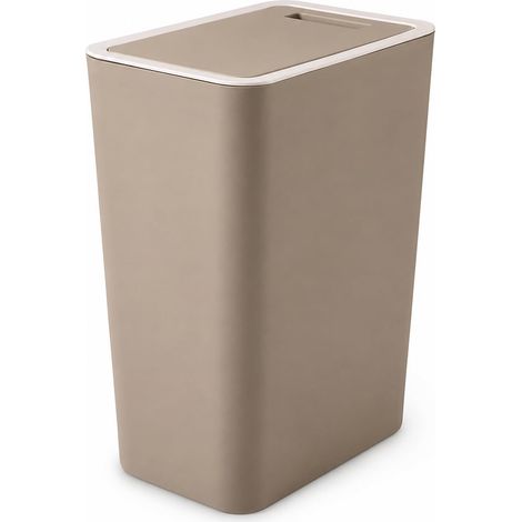 Poubelle en plastique pour cuisine, salle de bain, chambre à coucher, salon, bureau - 12 l - Marron (1/5)