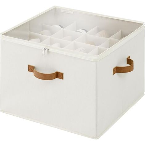 Schuhaufbewahrungsbox für den Kleiderschrank, Platz für 16 Paar Schuhe, Stoffbox mit transparentem Deckel, beige