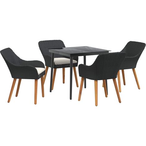 Maison Exclusive - Garten Essgruppe mit Kissen 5 pcs Schwarz Poly