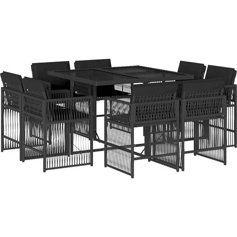 Maison Exclusive - Set de comedor de jardín 9 pzas y cojines ratá (1/5)