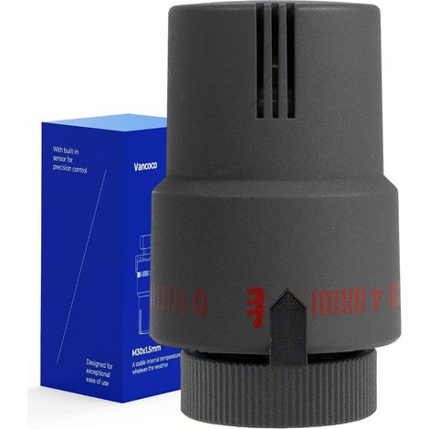 Tête thermostatique M30 x 1,5 mm - Robinet de radiateur - Valve de chauffage - Anthracite - Capteur liquide avec position anti-gel (1/5)