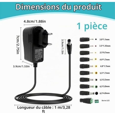 Adaptateur Secteur 12V 2A Universel Ac À Dc 24W Transformateur D'Alimentation À Découpage Pour Électroniques Ménagers 12V Adaptate (1/5)