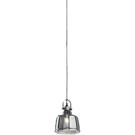 Sospensione Contemporanea Vintage Metallo Nero Vetro Fumè 1 Luce E27 (1/2)