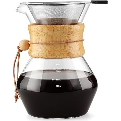 Pour Over Cafetera Portátil con Filtro en Acero Inoxidable Permanente, 28oz / 800 ml (1/5)