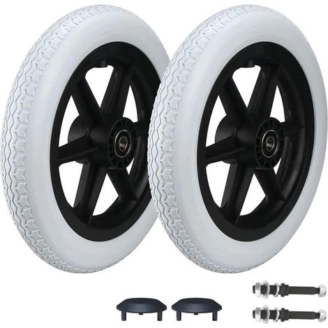 12-Zoll (30,5 cm) Rollstuhl-Hinterradsatz, 12 1/2 x 2 1/4, 2 Stück, Vollgummireifen grau, Hinterradzubehör