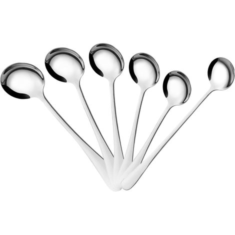Cuillère À Soupe - Cuillère À Café - Acier Inoxydable Alimentaire - Manche Long Rond - Lot De 6 Pièces (1/5)