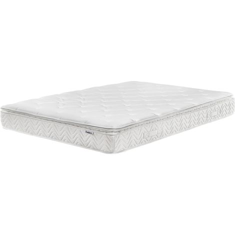 Matelas Moderne en Tissu de Bambou 180 x 200 cm Ressorts Ensachés à 7 Zones Housse Amovible Ferme Blanc Luxus (1/5)